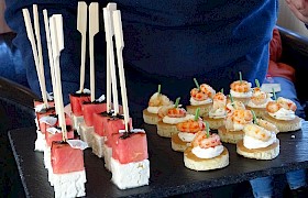 Canapes on board.  Photo: Christine Haslegrave.