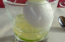 Lemon Sorbet with Gin Jelly. Photo: Christine Haslegrave.
