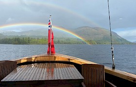 Rainbow from the stern of Glen Tarsan. Photo: Alan Craft.