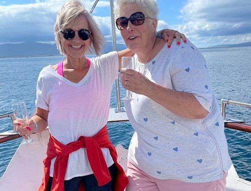 Joanna and Karen aboard Glen Rosa